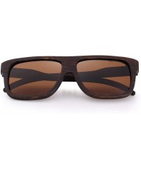 Rectangular Men Wooden Polarized Sunglasses 100% UV Protection vintage Eyewear S5066 - Brown - C318QCR6IC9 $23.46