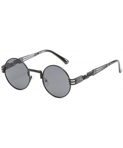 Round Steampunk Round Sunglasses for Women and Men with Spring Hings - C1 Black Gray - C91989XS3XR $25.51