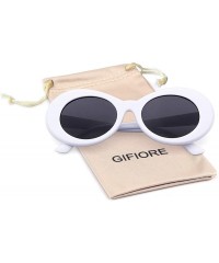 Wayfarer Clout Goggles Retro Vintage Oval Kurt Cobain Inspired Sunglasses Thick Frame Round Lens Glasses - White - C6187K7Y4A...