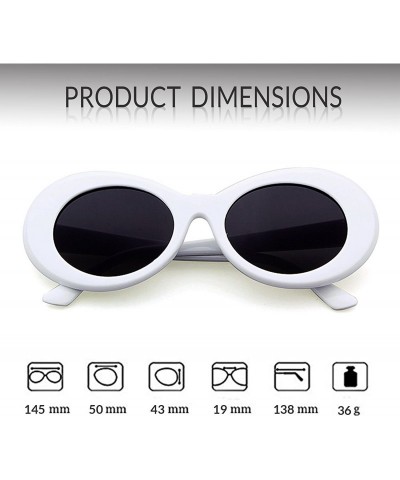 Wayfarer Clout Goggles Retro Vintage Oval Kurt Cobain Inspired Sunglasses Thick Frame Round Lens Glasses - White - C6187K7Y4A...