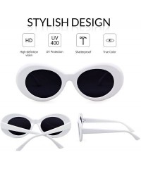 Wayfarer Clout Goggles Retro Vintage Oval Kurt Cobain Inspired Sunglasses Thick Frame Round Lens Glasses - White - C6187K7Y4A...