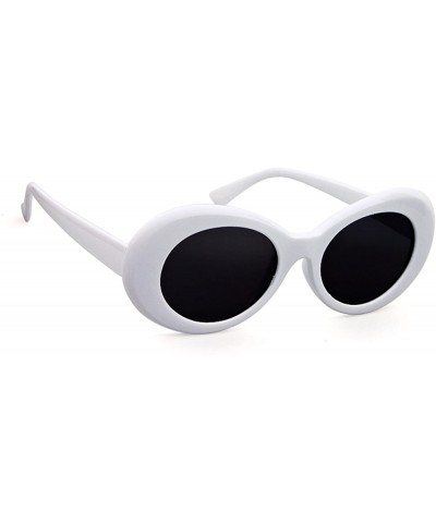 Wayfarer Clout Goggles Retro Vintage Oval Kurt Cobain Inspired Sunglasses Thick Frame Round Lens Glasses - White - C6187K7Y4A...