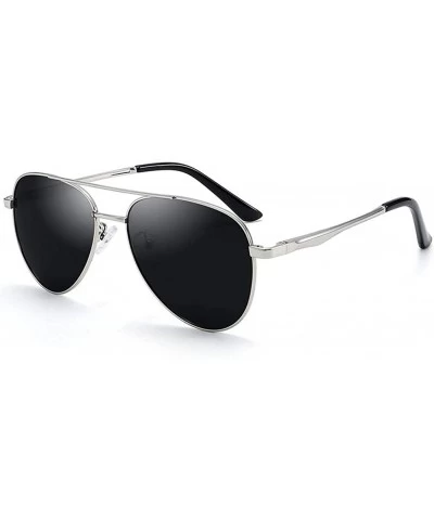 Oval Unisex Polarized Sunglasses Classic Retro Mirror Glasses 100% UV protection - Silvery-black - CU18W6RTK3W $30.36