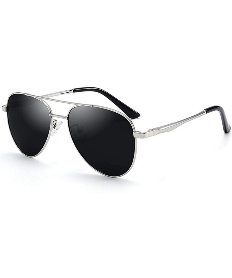 Oval Unisex Polarized Sunglasses Classic Retro Mirror Glasses 100% UV protection - Silvery-black - CU18W6RTK3W $16.38