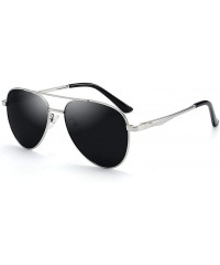 Oval Unisex Polarized Sunglasses Classic Retro Mirror Glasses 100% UV protection - Silvery-black - CU18W6RTK3W $16.38