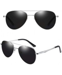 Oval Unisex Polarized Sunglasses Classic Retro Mirror Glasses 100% UV protection - Silvery-black - CU18W6RTK3W $16.38