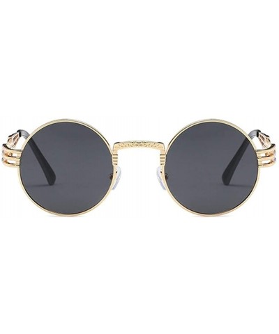 Round Steampunk Round Sunglasses for Women and Men with Spring Hings - C1 Black Gray - C91989XS3XR $25.85