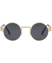 Round Steampunk Round Sunglasses for Women and Men with Spring Hings - C1 Black Gray - C91989XS3XR $12.06