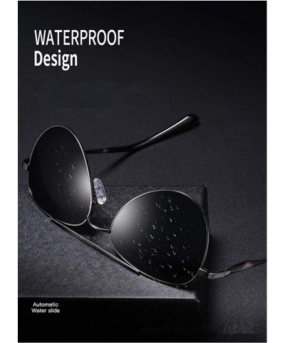 Oval Unisex Polarized Sunglasses Classic Retro Mirror Glasses 100% UV protection - Silvery-black - CU18W6RTK3W $16.38