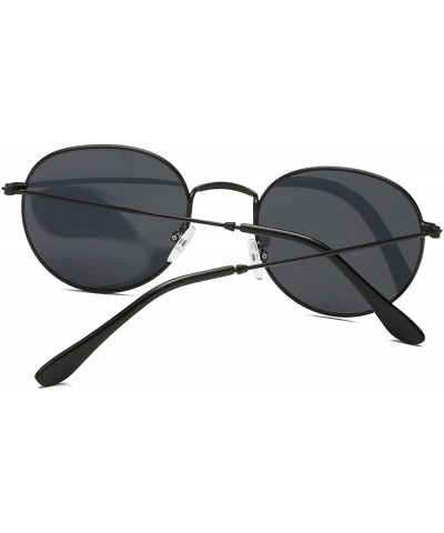 Wayfarer Small Unisex Classic Vintage Round Mirror Lens Polarized Sunglasses LK1702 3447 - Black/Grey - CF12NS62HZY $25.05