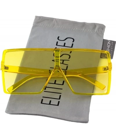 Oversized Oversized Exaggerated Flat Top Huge SHIELD Square Sunglasses Colorful Lenses Fashion Sunglasses - CQ11HWMMDAP $26.22