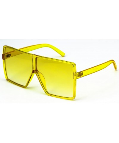 Oversized Oversized Exaggerated Flat Top Huge SHIELD Square Sunglasses Colorful Lenses Fashion Sunglasses - CQ11HWMMDAP $13.82