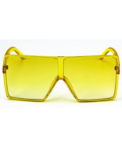 Oversized Oversized Exaggerated Flat Top Huge SHIELD Square Sunglasses Colorful Lenses Fashion Sunglasses - CQ11HWMMDAP $13.82