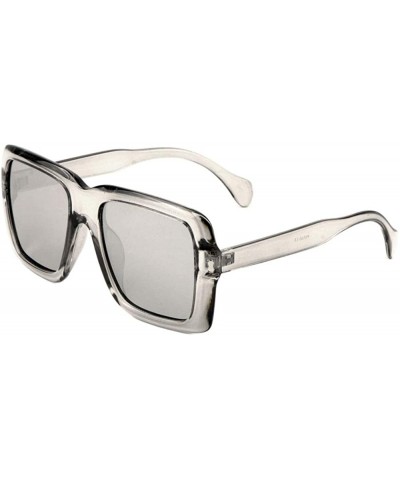 Square Oversized Square Thick Round Frame Sunglasses - Grey Crystal - CA197R6DZE3 $12.92