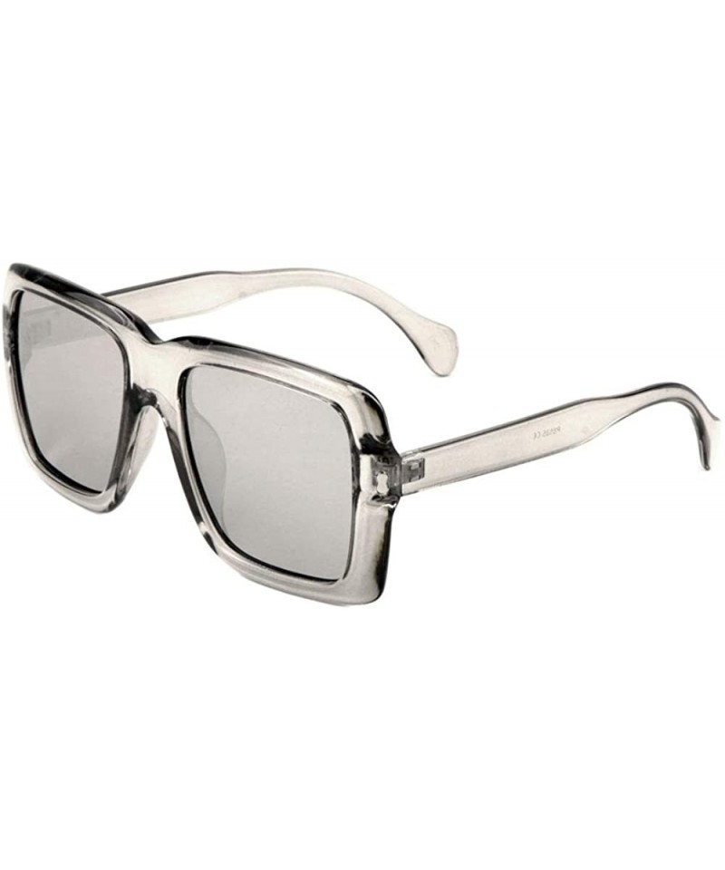Square Oversized Square Thick Round Frame Sunglasses - Grey Crystal - CA197R6DZE3 $12.92