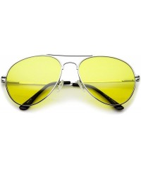 Aviator Classic Metal Frame Colored Teardrop Lens Aviator Sunglasses 57mm - Silver / Yellow - CS12N780YR4 $8.10