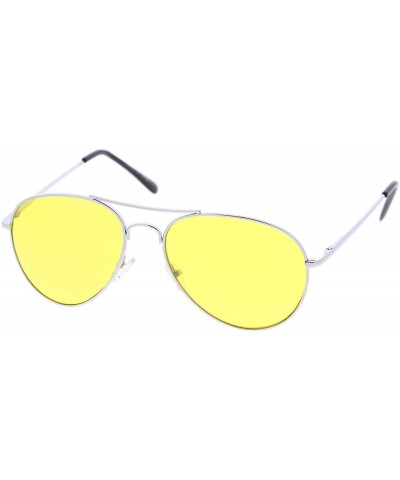 Aviator Classic Metal Frame Colored Teardrop Lens Aviator Sunglasses 57mm - Silver / Yellow - CS12N780YR4 $8.10
