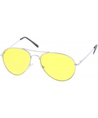 Aviator Classic Metal Frame Colored Teardrop Lens Aviator Sunglasses 57mm - Silver / Yellow - CS12N780YR4 $8.10