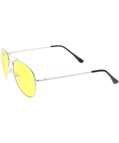 Aviator Classic Metal Frame Colored Teardrop Lens Aviator Sunglasses 57mm - Silver / Yellow - CS12N780YR4 $8.10