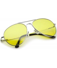 Aviator Classic Metal Frame Colored Teardrop Lens Aviator Sunglasses 57mm - Silver / Yellow - CS12N780YR4 $8.10