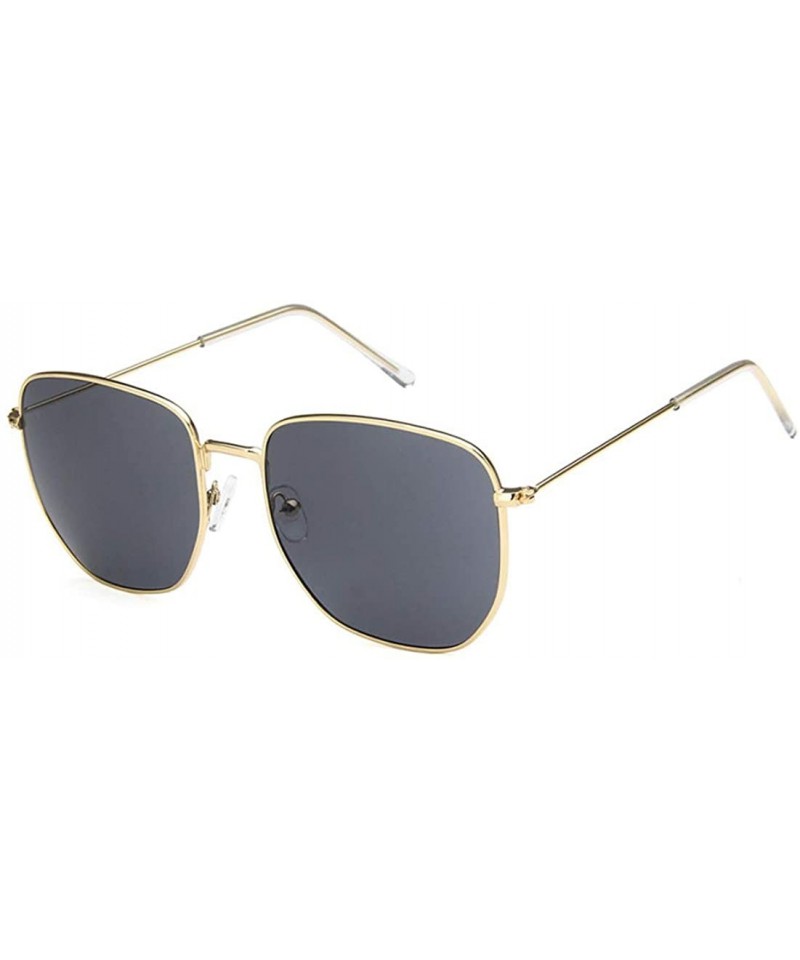 Square Unisex Sunglasses Fashion Gold Brown Drive Holiday Square Non-Polarized UV400 - Gold Grey - C618RLWWZWO $10.31