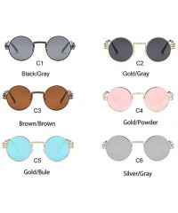 Round Steampunk Round Sunglasses for Women and Men with Spring Hings - C1 Black Gray - C91989XS3XR $25.85