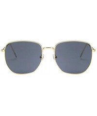 Square Unisex Sunglasses Fashion Gold Brown Drive Holiday Square Non-Polarized UV400 - Gold Grey - C618RLWWZWO $10.31
