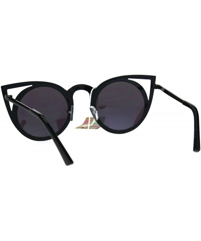 Cat Eye Womens Metal Bat Shape Cat Eye Round Circle Lens Sunglasses - Black Teal - CL17YK9MLL6 $10.89