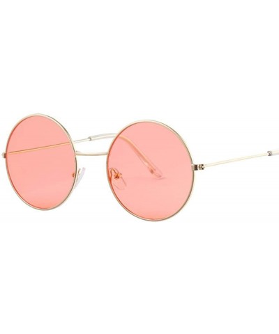 Aviator Fashion Bule Round Sunglasses Women Brand Designer Luxury Sun Glasses Gold Blue - Gold Red - CC18Y4SGSR2 $11.27