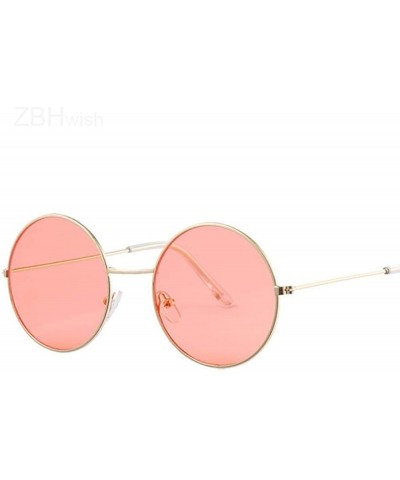 Aviator Fashion Bule Round Sunglasses Women Brand Designer Luxury Sun Glasses Gold Blue - Gold Red - CC18Y4SGSR2 $11.27