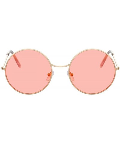 Aviator Fashion Bule Round Sunglasses Women Brand Designer Luxury Sun Glasses Gold Blue - Gold Red - CC18Y4SGSR2 $11.27