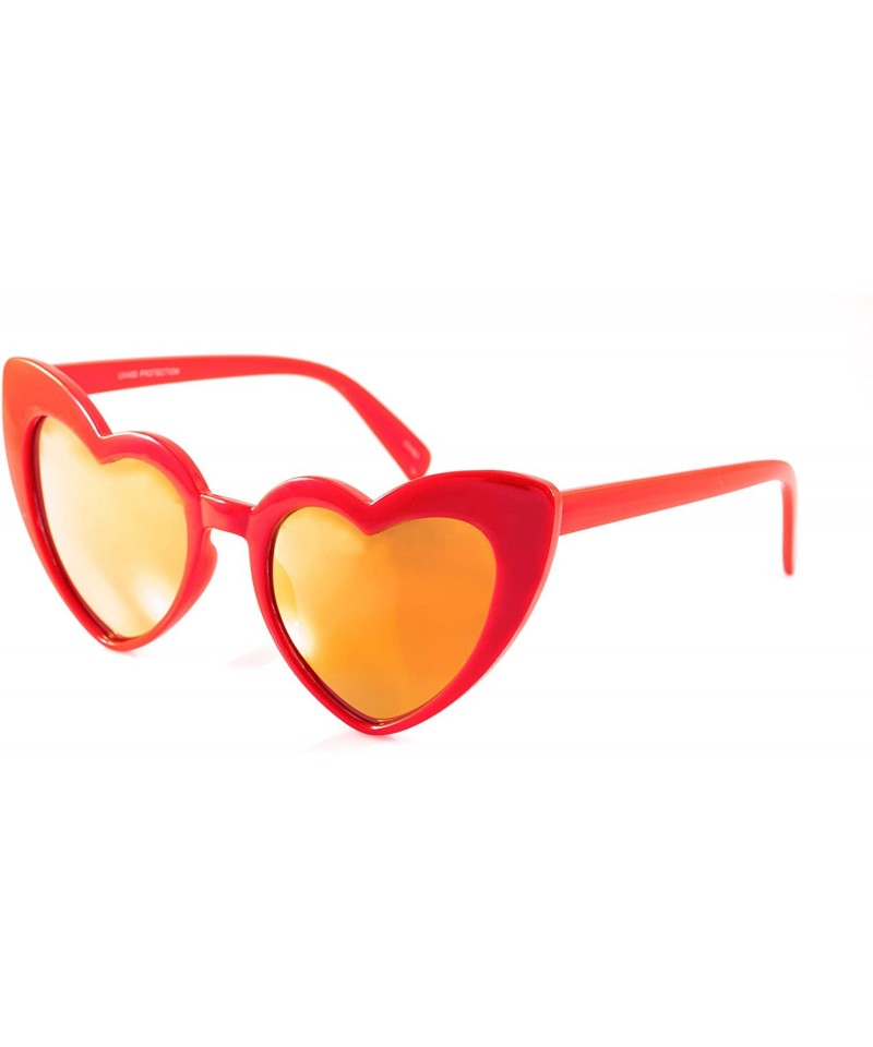 Cat Eye Iconic Celebrity Heart Cat-Eye Mirrored Lens Sunglasses A060 - Red/ Red Revo - CD1898TAAS8 $10.84