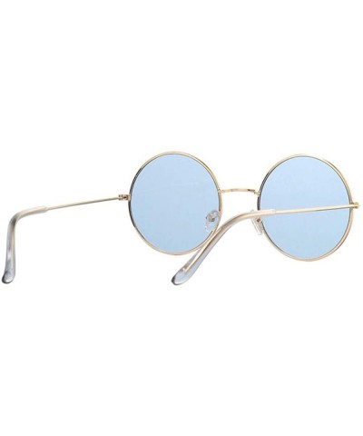 Aviator Fashion Bule Round Sunglasses Women Brand Designer Luxury Sun Glasses Gold Blue - Gold Red - CC18Y4SGSR2 $11.27