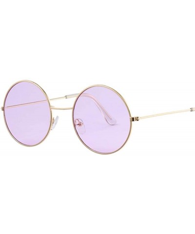 Aviator Fashion Bule Round Sunglasses Women Brand Designer Luxury Sun Glasses Gold Blue - Gold Red - CC18Y4SGSR2 $11.27