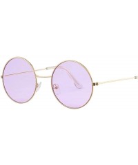 Aviator Fashion Bule Round Sunglasses Women Brand Designer Luxury Sun Glasses Gold Blue - Gold Red - CC18Y4SGSR2 $11.27