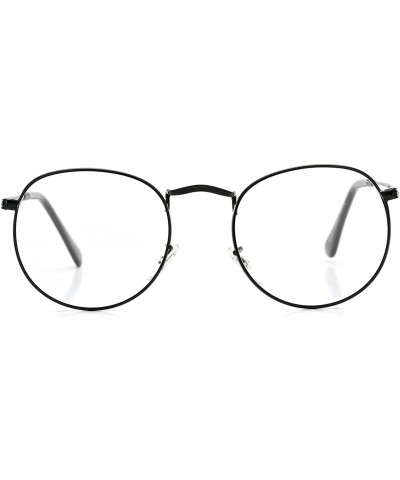 Aviator Round Clear Lens Glasses Circle Metal Frame Non-Prescription Eyeglasses for Men Women - A5 Black - C01895KXNW3 $20.03