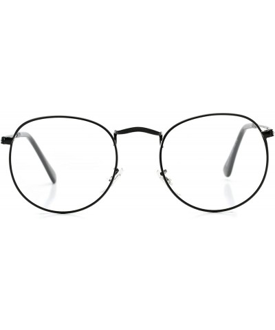 Aviator Round Clear Lens Glasses Circle Metal Frame Non-Prescription Eyeglasses for Men Women - A5 Black - C01895KXNW3 $13.18