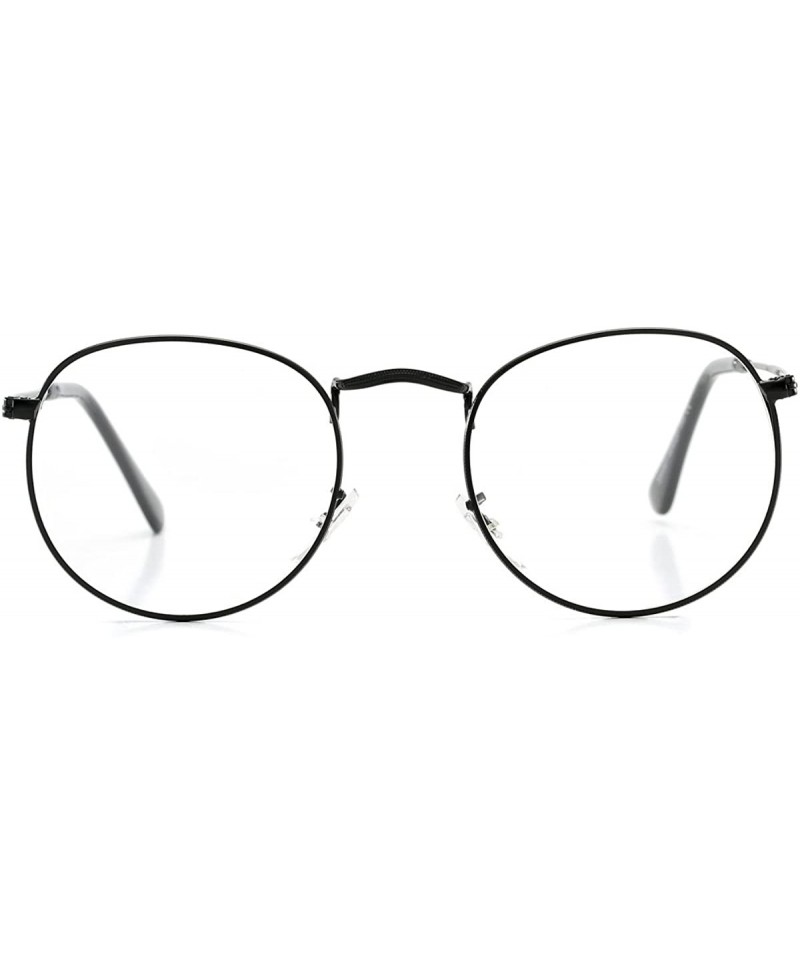 Round Clear Lens Glasses Circle Metal Frame Non-Prescription Eyeglasses ...