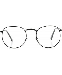 Aviator Round Clear Lens Glasses Circle Metal Frame Non-Prescription Eyeglasses for Men Women - A5 Black - C01895KXNW3 $13.18