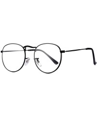 Aviator Round Clear Lens Glasses Circle Metal Frame Non-Prescription Eyeglasses for Men Women - A5 Black - C01895KXNW3 $13.18
