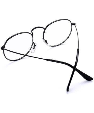 Aviator Round Clear Lens Glasses Circle Metal Frame Non-Prescription Eyeglasses for Men Women - A5 Black - C01895KXNW3 $13.18