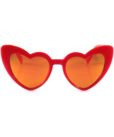 Cat Eye Iconic Celebrity Heart Cat-Eye Mirrored Lens Sunglasses A060 - Red/ Red Revo - CD1898TAAS8 $17.83