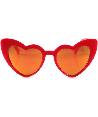 Cat Eye Iconic Celebrity Heart Cat-Eye Mirrored Lens Sunglasses A060 - Red/ Red Revo - CD1898TAAS8 $10.84