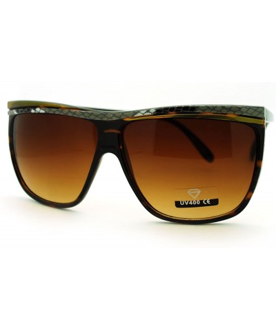 Square Square Flat Top Oversized Sunglasses Women's Fashion Eyewear - Brown - CS11LEWMSFF $19.00