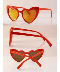 Cat Eye Iconic Celebrity Heart Cat-Eye Mirrored Lens Sunglasses A060 - Red/ Red Revo - CD1898TAAS8 $18.31