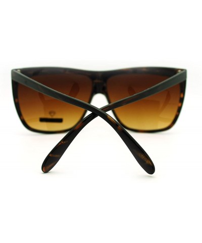 Square Square Flat Top Oversized Sunglasses Women's Fashion Eyewear - Brown - CS11LEWMSFF $12.41