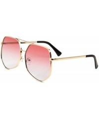 Aviator Oceanic Color Flat Lens Modern Geometric Aviator Sunglasses - Pink Blue - CO190EQ2IZ9 $11.47