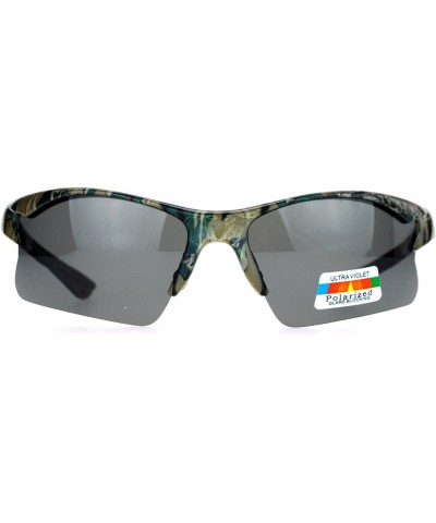 Rectangular Mens Hunters Half Rim Camouflage Print Camo Sunglasses - Foliage Camo - C5125L3TZBR $23.13