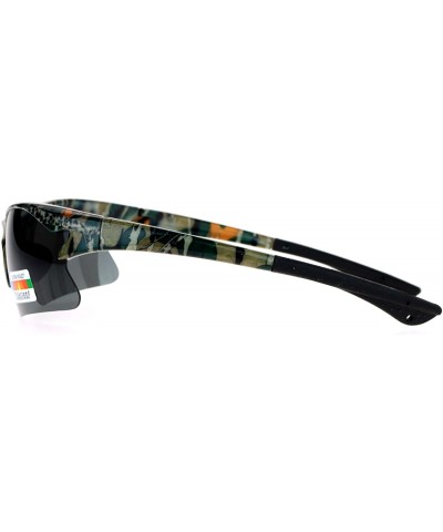 Rectangular Mens Hunters Half Rim Camouflage Print Camo Sunglasses - Foliage Camo - C5125L3TZBR $12.67