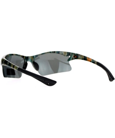 Rectangular Mens Hunters Half Rim Camouflage Print Camo Sunglasses - Foliage Camo - C5125L3TZBR $12.67